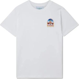 Casablanca Wit Organisch Katoenen T-shirt Vue De LArche - Heren - T-shirts - Wit - 2XL - Katoen - Tops