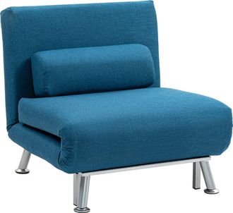 HOMCOM Single Folding 5 Position Convertible Sleeper Chair Sofa Bed Blue | TJ Hughes