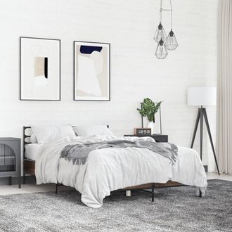 Berkfield Home Bed Frame without Mattress Brown Oak 120x200 cm | Size: Small Double