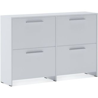 Dmora Scarpiera Moruzzo, Mobile Portascarpe 4 Ripiani, 8 Vani, 4 Ante, 120x28x79h cm Bianco