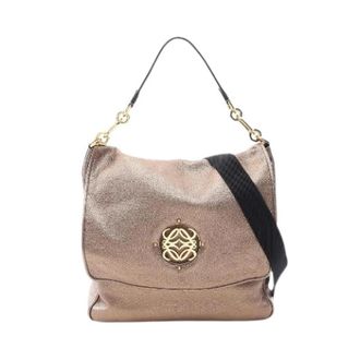 Loewe Pre-owned Anagram Maia 2way Lederen Schoudertas - Dames - Vintage Schoudertas - Beige - ONE Size - Leer - Vintage