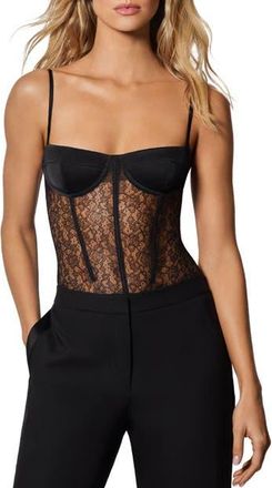 Kiki De Montparnasse Petite Fleur Bodysuit in Black at Nordstrom, Size X-Small