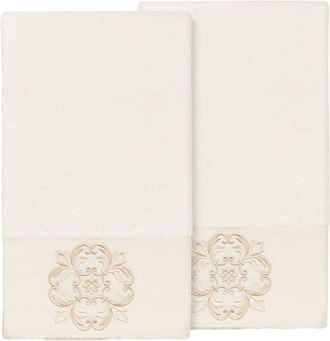 Linum Home Textiles 100% Turkish Cotton Alyssa 2Pc Embellished Bath Towel Set