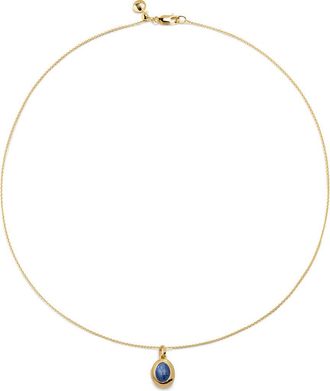 Monica Vinader Birthstone Locket Necklace in 18Ct Gold Vermeil /Kynite at Nordstrom