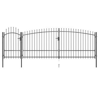 Berkfield Home Garden Fence Gate with Spear Top 5x2.25 m Black