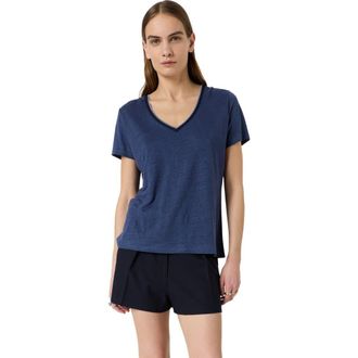 Gerard Darel Mirana Linen V-Neck T-Shirt in Indigo at Nordstrom, Size X-Large