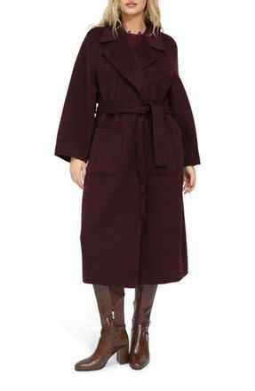Belle & Bloom Belted Wool Blend Coat in Burgundy at Nordstrom Rack, Size Small