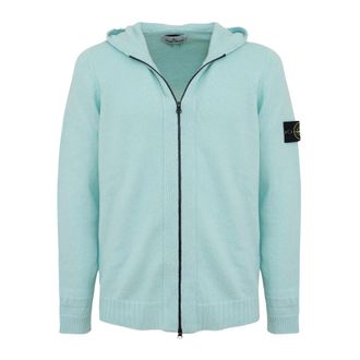Stone Island Full Zip Cardigan - Heren - Vesten met rits - Blauw - L - Wol - Hoodies & sweatvesten