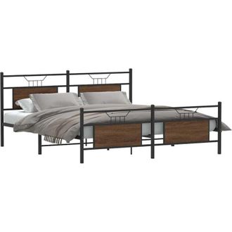vidaXL Vidaxl - Estructura De Cama Sin Colch&oacute;n Metal Roble Marr&oacute;n 183x213 Cm