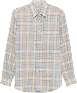 Auralee Blue Checked Wool Shirt