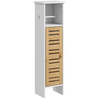 HOMCOM Bathroom Cabinet - Slim Bathroom Unit with Adjustable Shelf - White | TJ Hughes