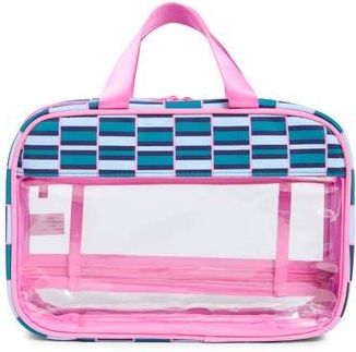 Mytagalongs Box Quilted Clear Toiletry Case in Teal/pink at Nordstrom Rack