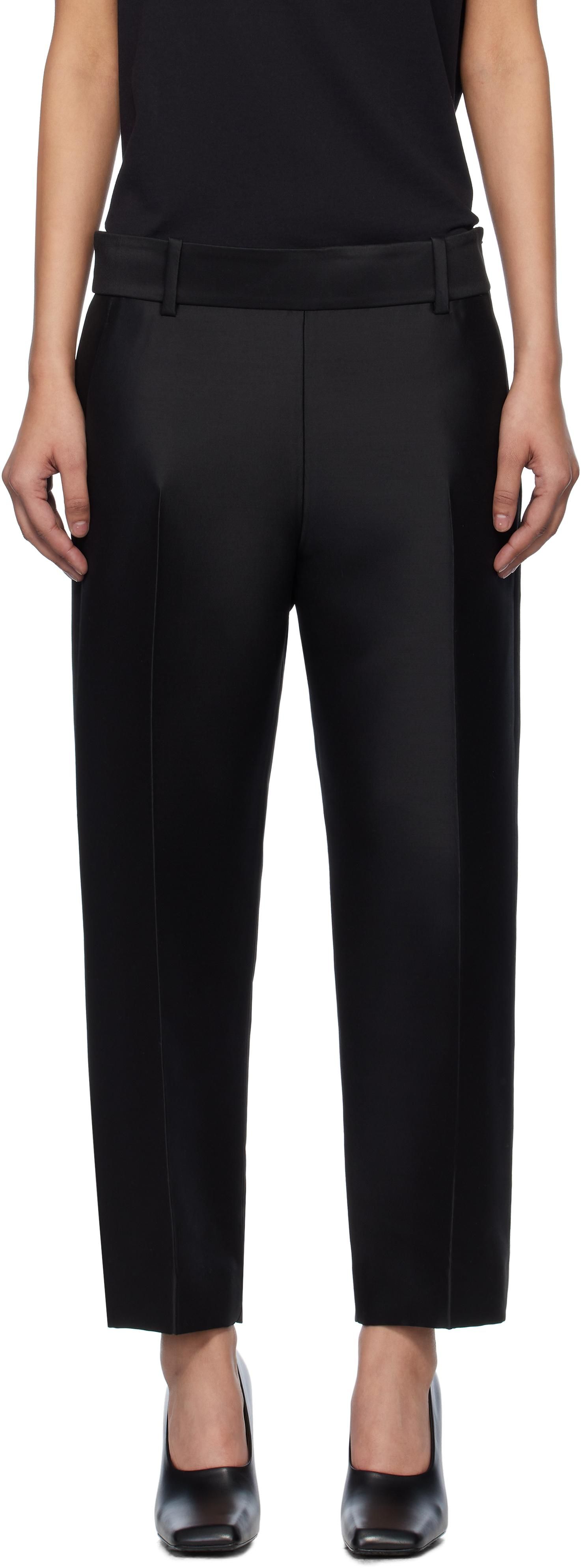 パンツ KHAITE Women Straight Pants 31564092W4092 200 BLACK Khaite Womens Lennerd Pant in Black | Size 2 | 31534092W4092