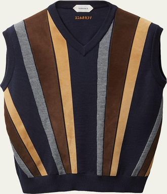 Versace Suede Patchwork Sweater Vest
