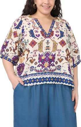 Vince Camuto Print Top in New Ivory at Nordstrom, Size 1X
