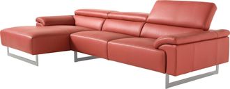 Egoitaliano Ecksofa »Malika, edel und bequem, Designsofa mit hochwertigen Bezügen, L-Form« mit Recamiere, inkl. Kopfteilverstellung und chromfarbenen Metallfüssen