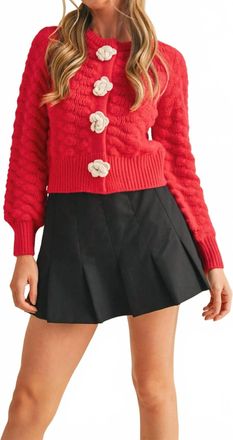 Merci Rosette Cardigan In Red