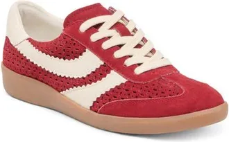 Dolce Vita Merit Perforated Sneaker in Crimson Suede at Nordstrom, Size 7.5
