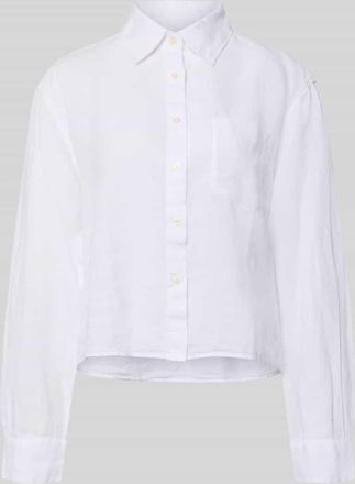 Marc O'Polo Relaxed Fit Hemdbluse aus reinem Leinen in Weiss, Gr&ouml;&szlig;e 36