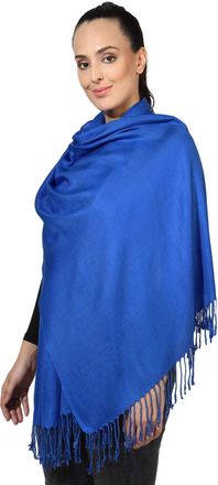 World of Shawls Pashmina Style All Seasons Handcrafted Wrap Shawl Stole Scarf (Royal Blue)