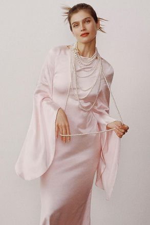 Elliatt Cecile Wide-Sleeve Satin Gown