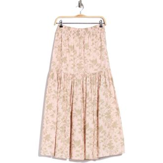 Elie Tahari Smocked Waist Tiered Midi Skirt in Wallpaper Print at Nordstrom Rack, Size X-Small