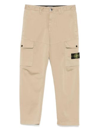 Stone Island Compass-badge trousers - men - Cotton/Elastane - 36 - Neutrals