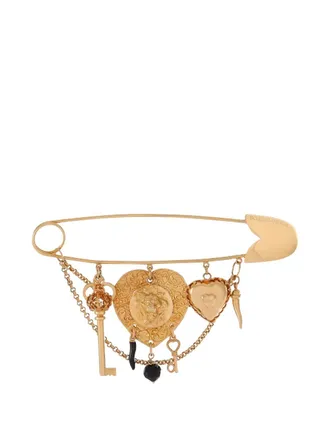 Dolce & Gabbana devotion charm pin - women - Brass/glass - One Size - Gold