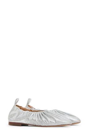 Mansur Gavriel Ruched Ballerina Flat in Silver at Nordstrom, Size 10.5Us