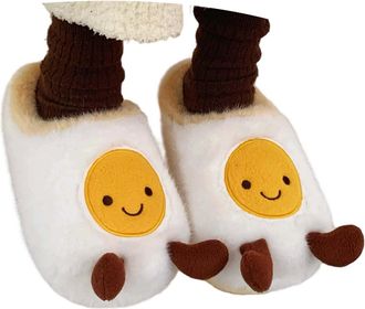 Generic Funny Cartoon Croissant Plush Slippers Warm Fluffy House Slipper for Women and Men Winter Indoor Shoes Soft Cotton Footwear for Couples with Cozy Anti