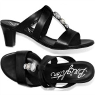 Brighton Tenley Black High Heel Leather Slip On Sandal