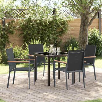vidaXL Vidaxl - Conjunto De Comedor De Jard&iacute;n 5 Pcs Negro Textileno Y Acero