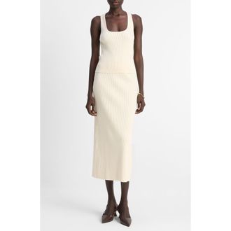 Vince Rib Sweater Midi Skirt in Oat Shell at Nordstrom Rack, Size X-Large