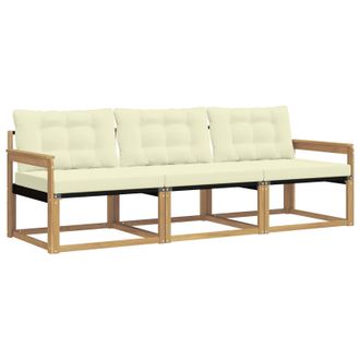 vidaXL Conjunto De Sof&aacute;s De Exterior Con Coj&iacute;n 3 Pcs Blanco Y Crema Vidaxl