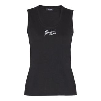 Balmain Relaxed Tank Top with Paris Brush Print
