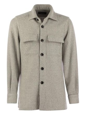 Kiton patch-pockets buttoned cashmere shirt jacket - Grey