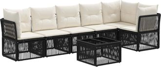 vidaXL Conjunto De Sof&aacute;s De Jard&iacute;n 7 Uds. Negro Rat&aacute;n Sint&eacute;tico Vidaxl