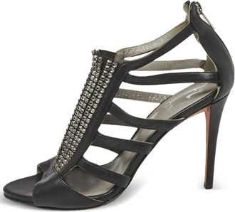 Gina Sandali con cristalli Pre-owned 95mm - Nero