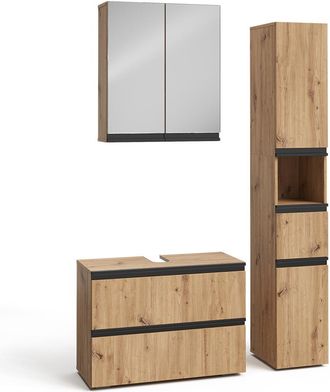 Vicco Juego De Muebles De Ba&ntilde;o De 3 Piezas Torren, Roble Artesanal, 3 Piezas, Vicco