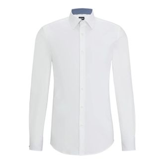 HUGO BOSS 50508751-100 Slim-fit Poplin Shirt - Heren - Zakelijke Overhemden - Wit - S - Katoen - Overhemden