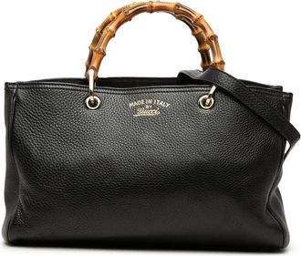 Gucci Pre-owned Gucci Medium Calfskin Bamboo Shopper Satchel Ladies JGDKLNG1F1HF37BL