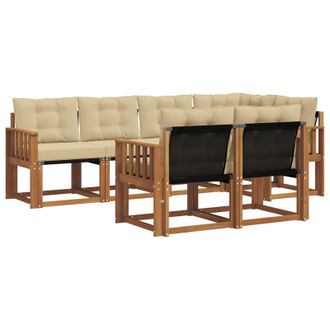 vidaXL Conjunto De Sof&aacute;s De Exterior Con Coj&iacute;n 7 Pcs Natural Y Beige Vidaxl