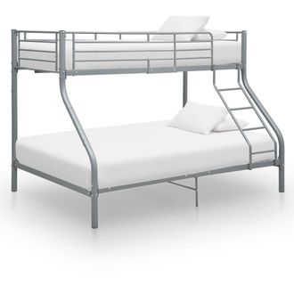 vidaXL Letto A Castello Grigio In Metallo 140x200 Cm/90x200 Cm - Vidaxl