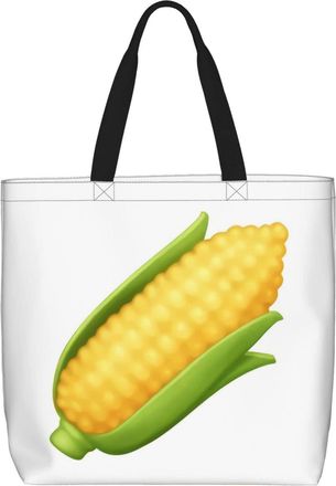 Generic Women Handbag Fresh Ripe Corn Cobs Pattern Ladies Shopping Shoulder Bag Waterproof Reusable Shopping Bags, For Daily, Work, Wedding, Christmas, Gym