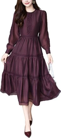 Burryco Burryco Purple Solid Midi Dress