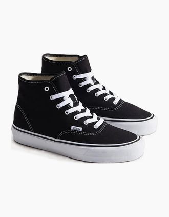 Vans Womens Vans Authentic Hi 2.0 Canvas Black/True White Trainers - Size: UK 10 / eu 44.5 / us 12.5