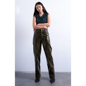 Topshop Faux Leather Wide Leg Pants in Light Green at Nordstrom Rack, Size 0 Us (Fits Like 00)