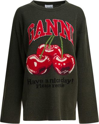 Ganni Wool-Blend Crew-Neck Sweater