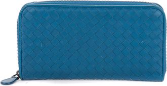 Bottega Veneta Pre-owned Womens Zip Around Wallet Shoulder Bag - Blue - One Size