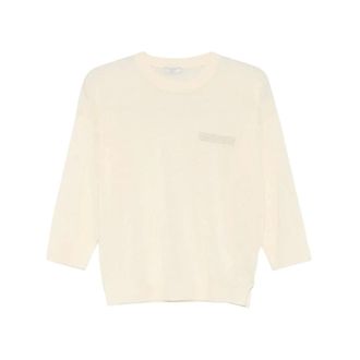 PESERICO Peserico, Round-neck Knitwear, female, Yellow, Size: S Linen-Cotton Crepe Sweater